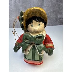 Vintage 1991 House Of Hatten Caroler Girl Christmas Ornament/Figurine GUC